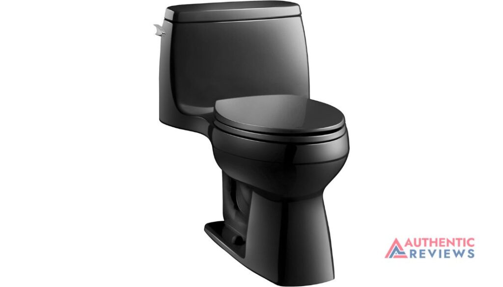 KOHLER 3810-7 Santa Rosa Comfort Height Elongated 1.28 GPF Toilet with AquaPiston Flush Technology and Left-Hand Trip Lever, Black Black