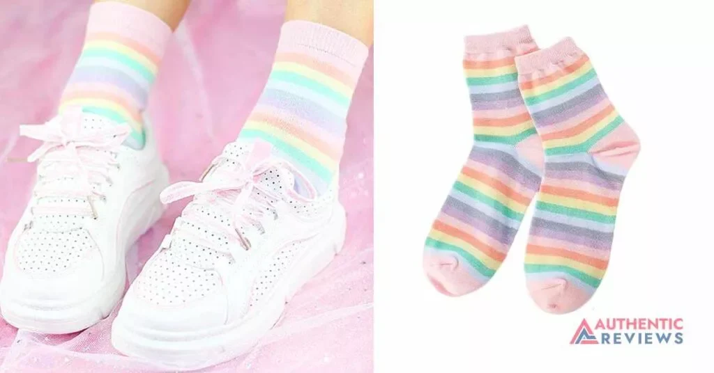 Pastel socks with white sneakers